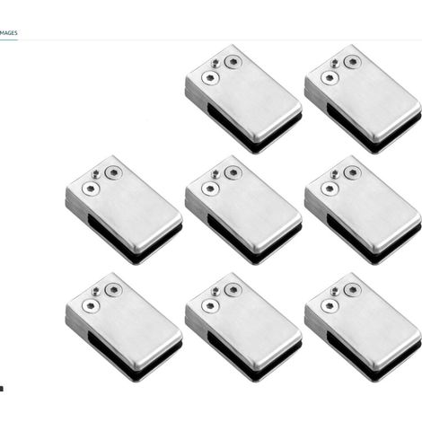 8 PCS Pinces à Verre Taille L (10–12 mm) en Acier Inoxydable – Dos Plat, Finition Brossée, Fixation Antirouille avec Vis de Serrage pour Balustrade, Garde-Corps, Escalier et Main Courante (1/5)