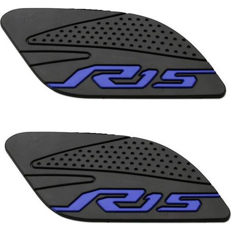 pair of black and blue rubber motorcycle fuel tank mats, anti-slip protective stickers, side stickers for fuel tank. (1/5)