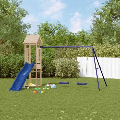 Aire de jeux extérieure : Aire de jeux d'extérieur bois de pin imprégné jeu extérieur enfant, aire de jeu jardin, balançoire enfant , pour jardin, usage domestique , enfant 3-8 ans (1/5)