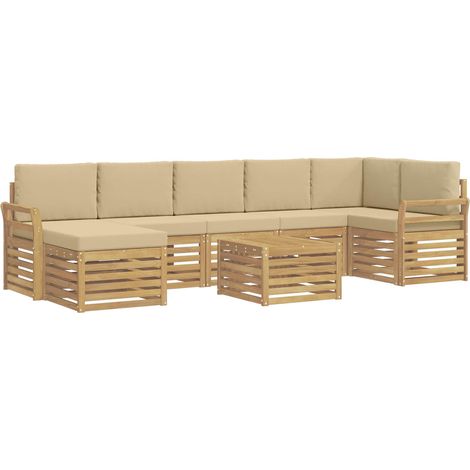 Outdoor Sofa Set 8 pcs White and Beige 59 x 59 x 37 cm vidaXL (1/5)