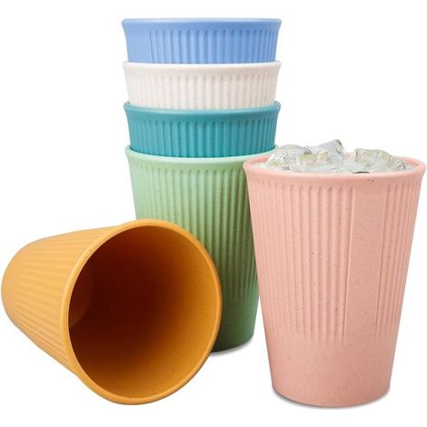 Wiederverwendbare Trinkbecher für heiße und kalte Getränke umweltfreundlich und gesund stapelbare Reisebecher für Kinder und Erwachsene 6er-Set
