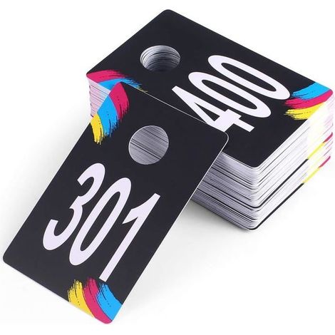 BelleRise - 301-400 Étiquettes numérotées en plastique, tickets de vestiaire (image normale et inversée),fournitures réutilisables, cartes pour (1/5)