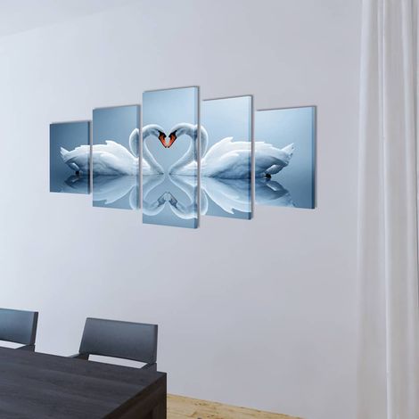 Set de toiles murales imprimées Cygnes 200 x 100 cm