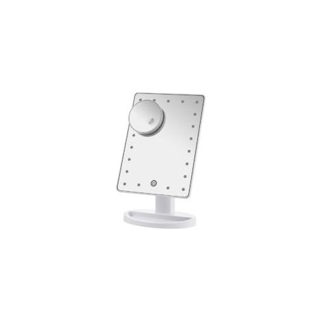Espejo de maquillaje con luces, de sobremesa, de viaje y tocador con 21 luces LED y pantalla táctil con aumento de 10x, rotación libre de 180°, doble fuente de alimentación - Crezuo