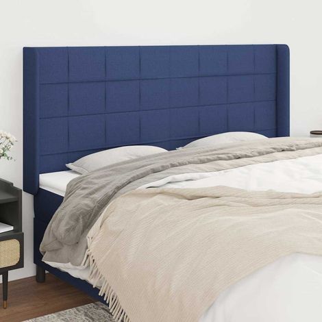 vidaXL Tête de lit avec oreilles Bleu 203x16x118/128 cm Tissu (1/5)