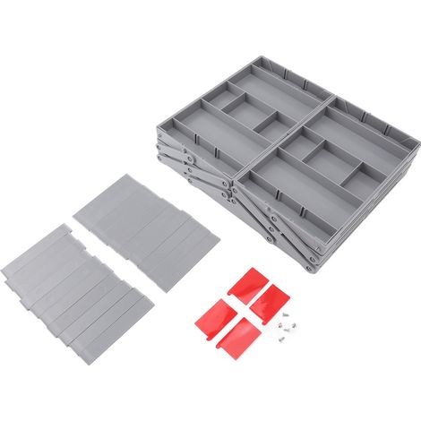 boîte de rangement-Organisateur bureau expansible à 2 rangées et 3 niveaux avec tiroirs, tray pour bijoux cosmétiques et ustensiles de bureau, 30 pièces en plastique. (1/5)