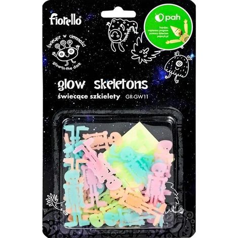 Fluoreszierende Dekorationen, Skelette, Mix, 24 Stück. fiorello GR-GW11