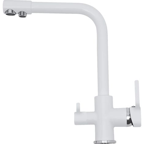 Robinet de cuisine, configuration à 3 voies, rotation à 360°, BLANC (1/2)