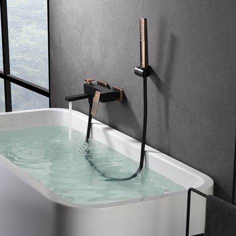 Imex -  Grifo Monomando Ducha y Bañera  Negro Rosa Serie  Suecia