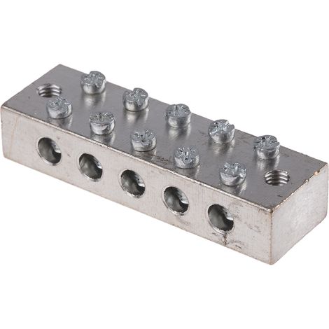 Bloc de jonction de mise à la terre CE (BS EN 60998), 5 voies , raccordement A visser, 0 16 AWG ( Prix pour 1 ) (1/2)