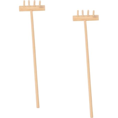 Mini Râteau de Jardin Zen 2 Pièces en Bambou pour Bac à Sable  Beige, pour Jardin Zen et Plateau de Sable, Trace Ondulations et Chemins, Format Mini pour Garçon et Filles (1/5)