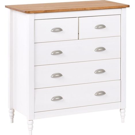 5 Drawer Chest SHILLINGTON Pine Wood White