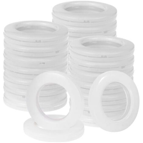 Pair Lot de 32 anneaux de rideau en plastique ABS blanc de 40 mm pour fenêtre, douche, casier (1/5)