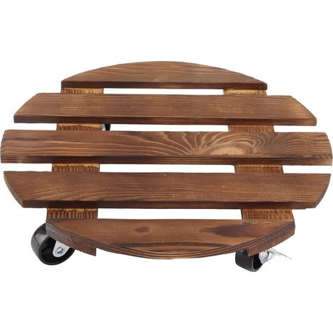 Blumenständer mit geräuschlosen Rollen, rollbarer Blumenständer aus Holz für den Innen- und Außenbereich, großer Blumentopf, runder Blumenständer (1/5)