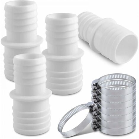 4 swimming pool hose connectors, hose connectors with hose clamps (1/4)