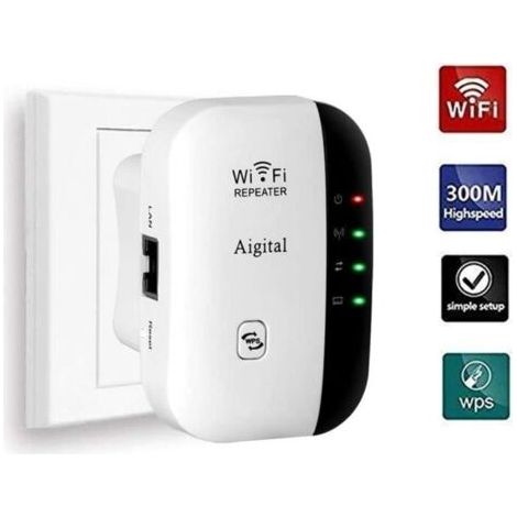 Amplificateur WiFi, 300 Mbps Répéteur WiFi 2.4G WiFi Extender Avoir AP/Répéteur et WPS Fonction Augmentation de la Couverture WiFi (1/4)