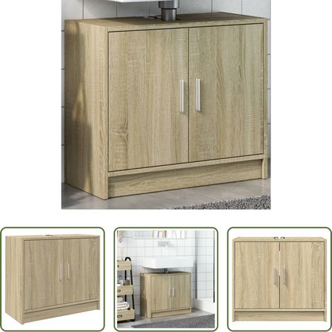 vidaXL Bois d'ingénierie -  Armoire d'évier chêne sonoma 63x29x55 cm bois d'ingénierie (1/5)