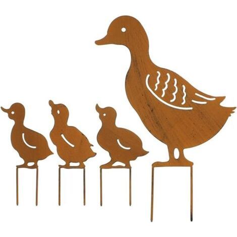 BUNTHAUS Jardin Stakes Ornements fer Canards Mignon famille Plugin Pelouse Décoration Animaux Métal Canards décoratifs Métal Canard Ornements de jardin pour l'extérieur Décorations, Jardin des animaux (1/4)