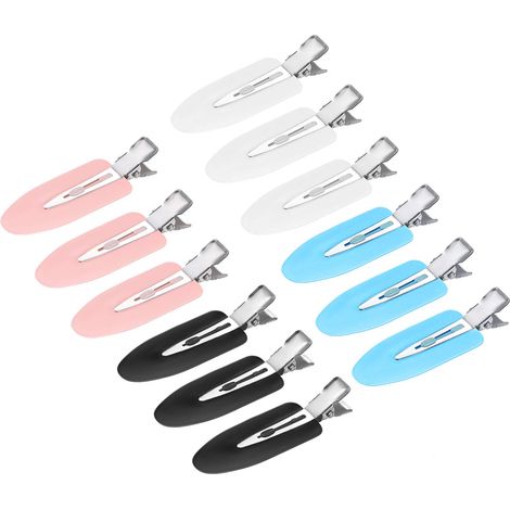 Lot de 12 Pinces à cheveux, Anti-pliure, Plastique et Acier inoxydable, Pour frange et maquillage (1/5)