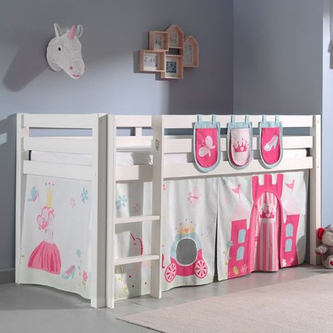 Lit mi-hauteur Charlotte avec tente et sacs de rangement Princess (1/5)
