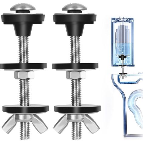 Lot de 2 fixations pour abattant de WC, boulons universels pour abattant de WC, boulons de réservoir de WC renforcés, vis étanches en acier inoxydable de remplacement (1/5)