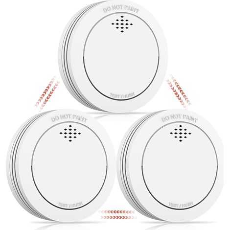 Détecteur de fumée avec Support magnétique, 10 Ans Alarme Incendie connectée avec Batterie remplaçable, Alarme sonore de 85 DB, Fonction Silence pour la Maison - 3 pièces (1/5)