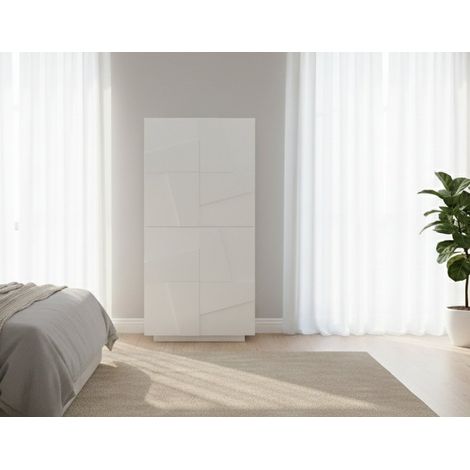 Scarpiera - 7 Ripiani 32 Paia, Bianco Lucido, -, 81x38x167.6h cm Macas