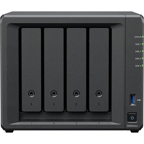 Synology DiskStation DS925NEO+ NAS & Speicherserver Kompakt Ryzen Embedded V1500B 4 GB DDR4 0 TB DSM Schwarz (1/5)