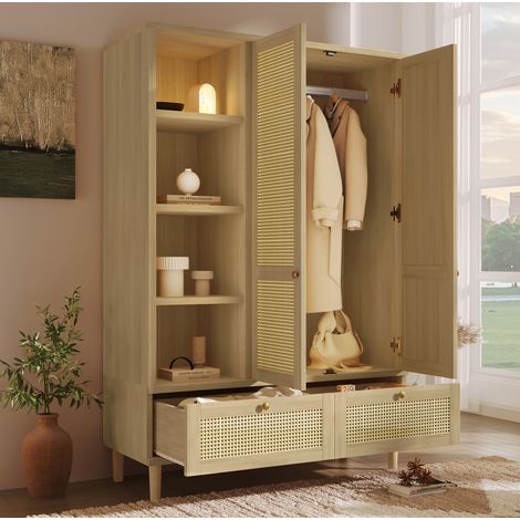 Armoire penderie 120x50x180 cm MDF chêne, 2 portes et rangement gain de place - CHICFURN (1/5)
