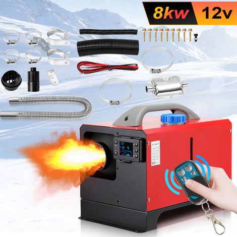 Randaco Calentador Diesel 8kW 12 V, Calentador de Aire con Control Remoto LCD, para Coche Camión Autobús Barco, Negro (1/5)
