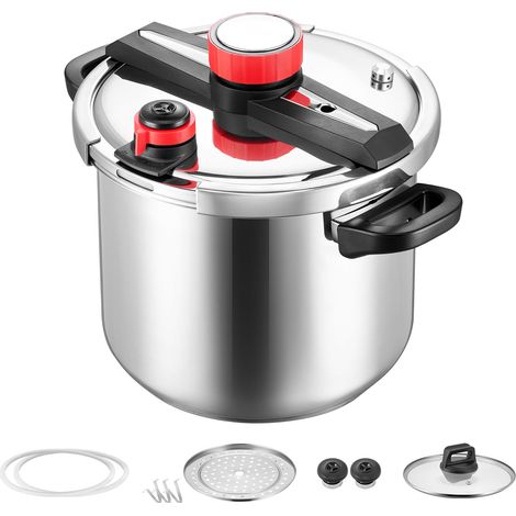 Mophorn Schnellkochtopf 11 L, Edelstahl-Dampfkochtopf mit Dampfeinsatz & gehärtetem Glasdeckel, 3 Druckstufen für Fleisch, Bohnen, Reis, Suppen und Soßen, Druck bis zu 100 kPa (1/5)