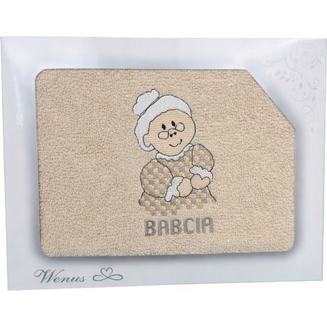 Handtuch mit Stickerei „Oma“, 70 x 140 cm, beige (1/2)