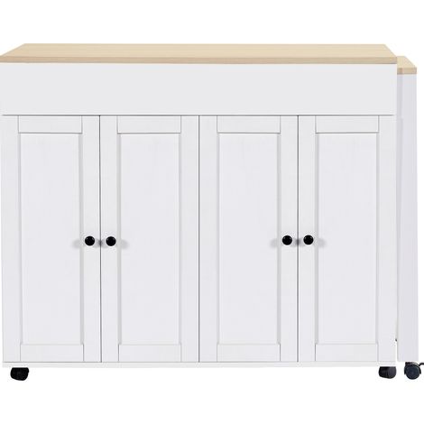 Table de bar extensible avec rangements 117-180×50×94,6 cm blanc (1/5)