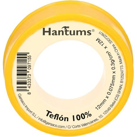 Cinta de teflón 12 mm 75 micras 12 m retráctil