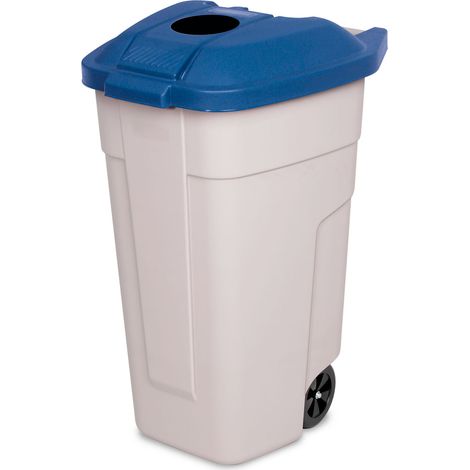 BRB 100 Liter Abfalltonne mit Einwurföffnung im Deckel, BxTxH 510x550x850 mm, Korpus beige/Deckel blau