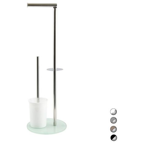 PIANTANA COLONNA ACCIAIO INOX PORTA SCOPINO BASE VETRO OVALE Acciaio Inox Vetro Tortora