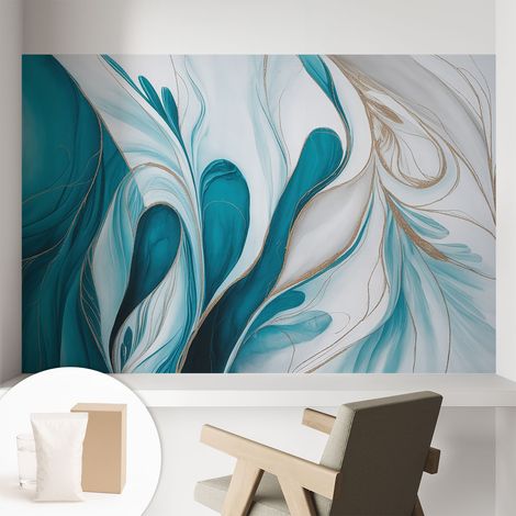 Newroom Tapete Dekorative Vliestapete mit Kleber Modern für Wohnzimmer Schlafzimmer  Fließende Muster 104x70 cm (1/5)