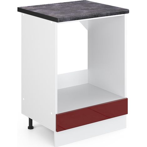Mobile per forno da incasso R-Line, Rosso bordeaux lucido, 60 cm , PL Antracite, Vicco