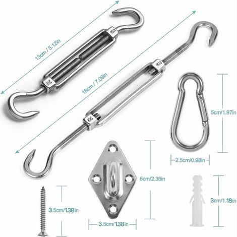Kit de fixation de voile d'ombrage Kit de fixation de voile d'ombrage en acier inoxydable pour Triangle carré Rectangle accessoires de fixation de voile d'ombrage (1/3)