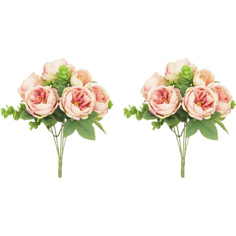 Bouquet artificiel de pivoines 32cm rose lot de 2 (1/4)