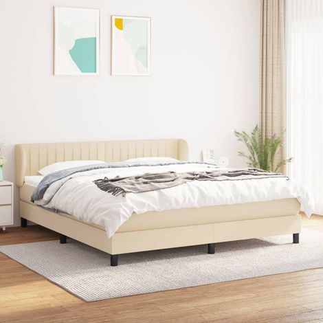 Boxspringbett mit Matratze Creme 180x200 cm Stoff (1/5)