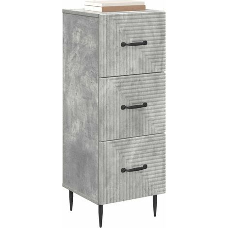 Commode 3 Tiroirs en Béton Gris, Meuble de Rangement Moderne 33 x 34.5 x 89.5 cm pour Salon, Chambre ou Entrée (1/5)