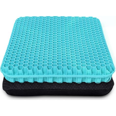(Milk Green)Thick Gel Seat Cushion with Anti-Slip Backing Breathable Honeycomb Pattern Pressure Point Absorber for Car Office Chair Wheelchair