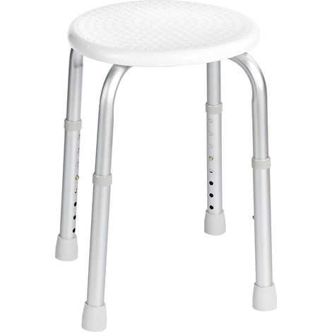 Tabouret de douche/baignoire rond Sans dossier Réglable en hauteur Blanc (1/5)