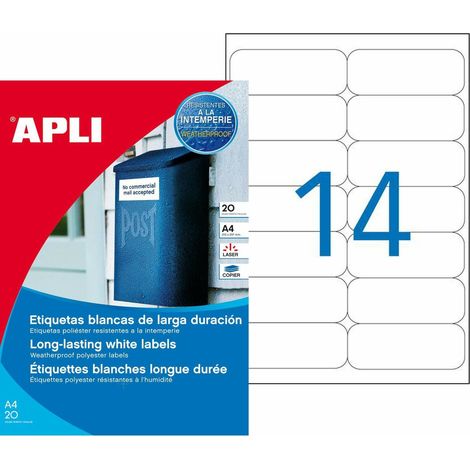 APLI Paq.280 etiquetas poliester 99,1x38,1mm blanca (1/3)