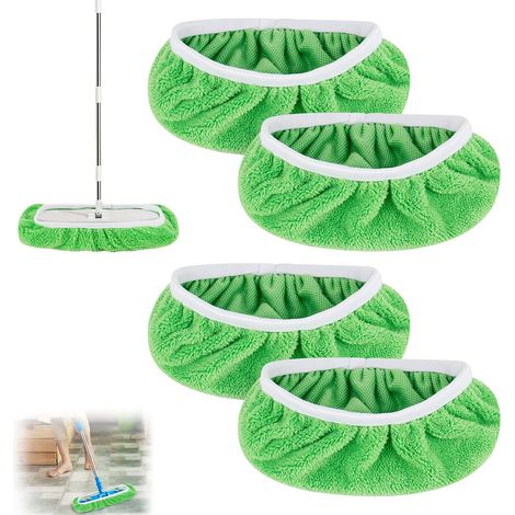 Juego de 4 toallitas húmedas para fregonas Swiffer, fundas de repuesto, reutilizables, aptas para todo tipo de suelos, 25,4 x 11,5 cm