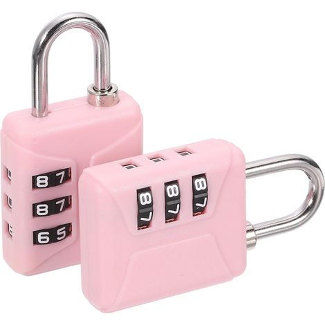 Cadenas à combinaison réinitialisable à 3 chiffres 60 x 32 mm rose 2 pièces cadenas à combinaison personnalisable en plastique pour sac à dos clôture portail de cour (1/5)