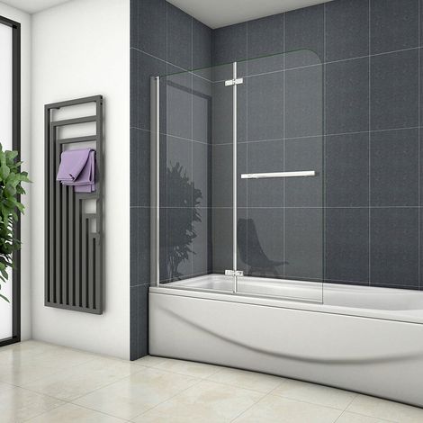 120X140cm Faltwand Dusche Badewannenaufsatz Duschabtrennung Duschwand Glaswand 6mm Nano Glas (1/5)