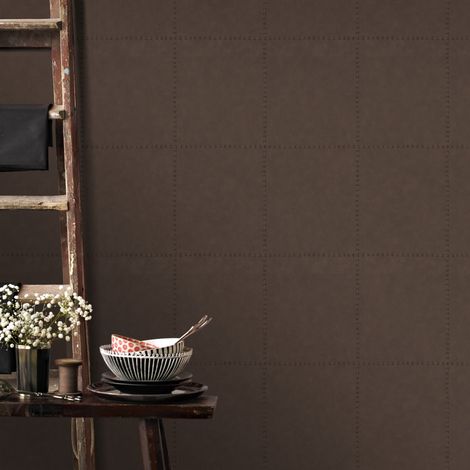 Papier peint intissé effet rectangles 1000 x 53cm marron – Pose facile sans table à tapisser – Résistant à la lumière – Entretien aisé – Superfresco Easy