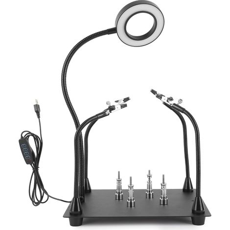Soldering Magnifier, Soldering Station, Third Hand with 6x Magnifying Lamp, Flexible Magnetic Arms, Printed Circuit Board Holder, Sturdy Metal Base for Electronic Soldering (1/5)